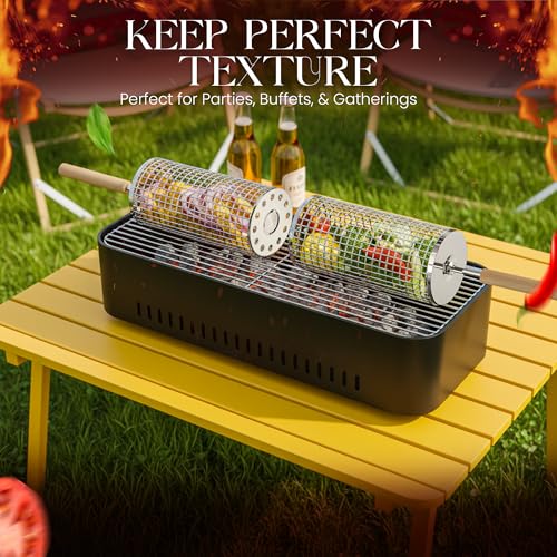Smokova Rolling Grill Basket Set - Stainless Steel BBQ Tool - 7